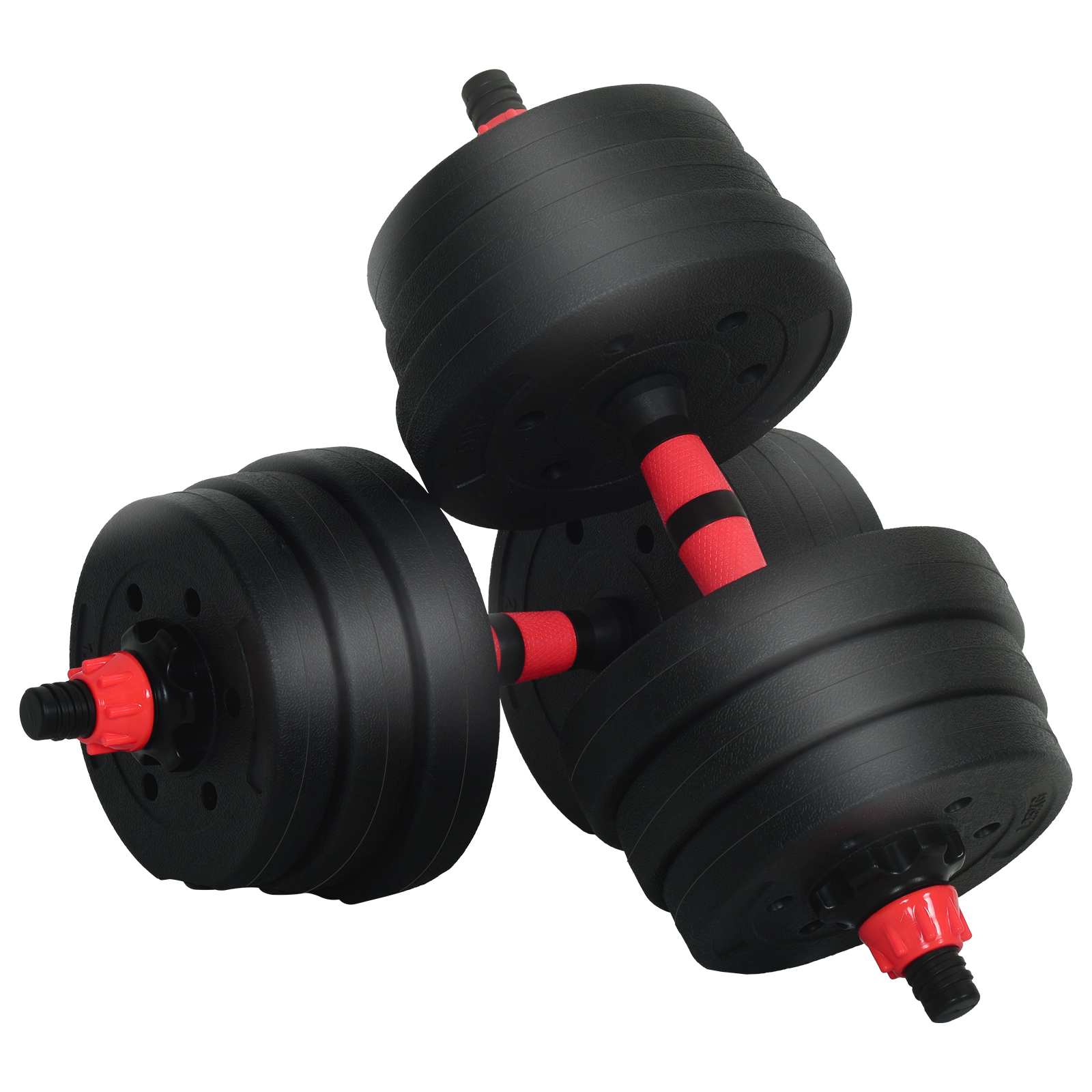 2-u-1 set bučica i olimpijske šipke 20 kg Crna i crvena