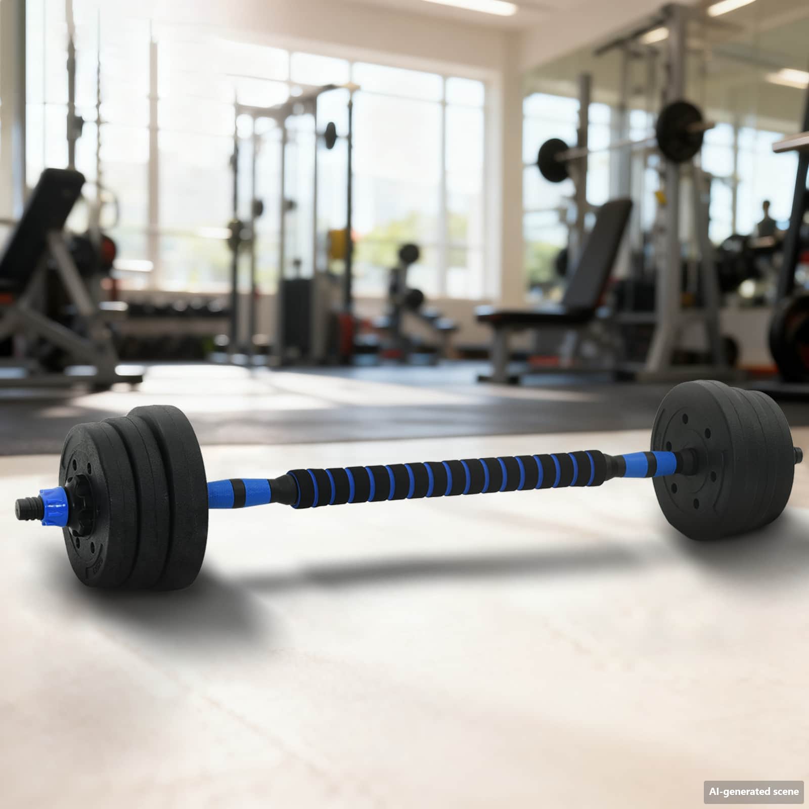 2-u-1 set bučica i olimpijske šipke 20 kg Crna i Plava