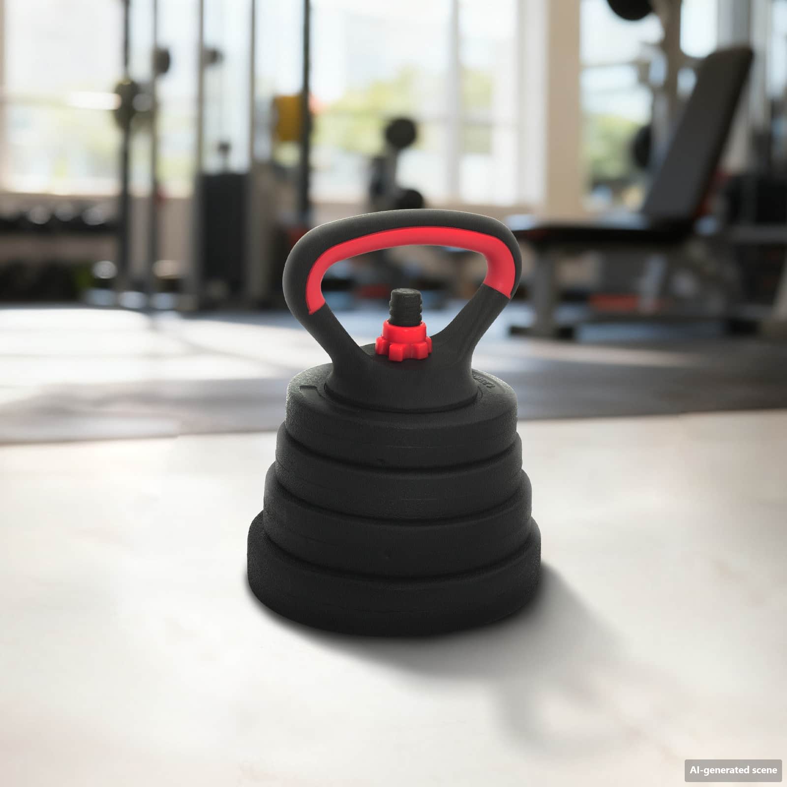 4-u-1 set bučica, brojčana i kettlebell 30 kg Crna i crvena