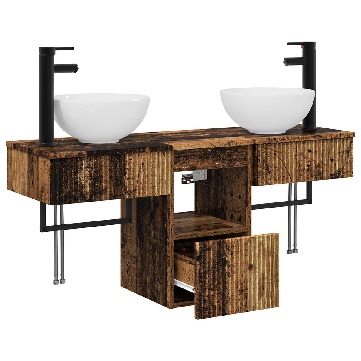Set namještaja za kupaonicu 3 kom. Staro drvo Konstruirano drvo Smeđa 40 x 35 x 56 cm