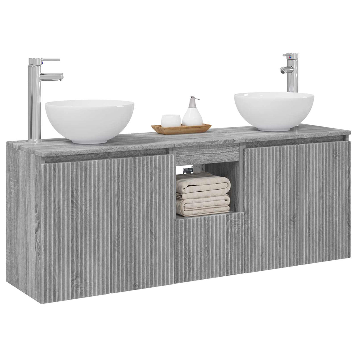 Set ormarića za kupaonicu 3 kom. Siva Sonoma 129 x 41 x 80 cm