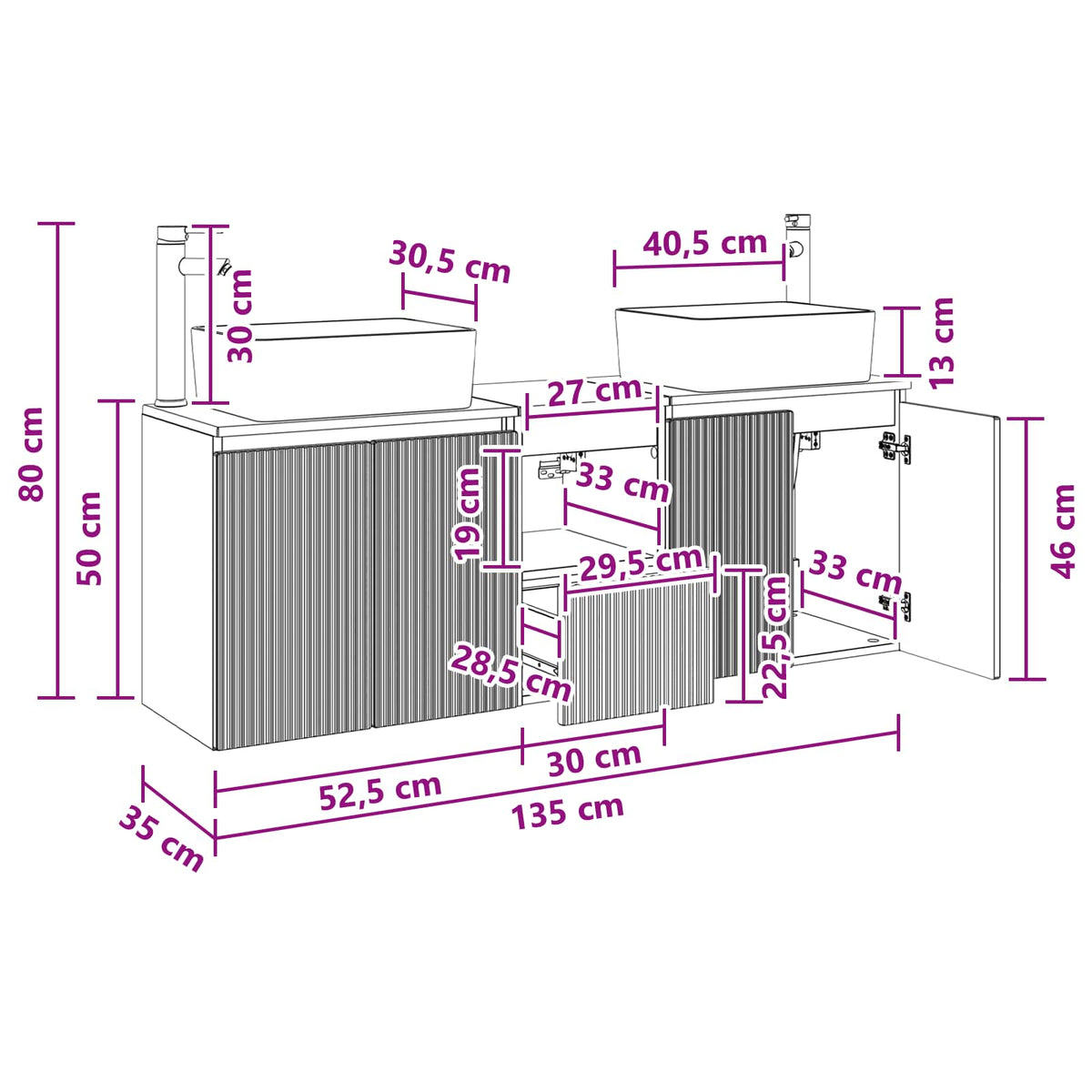 Set ormarića za kupaonicu 3 kom. Staro drvo 53 x 35 x 63 cm