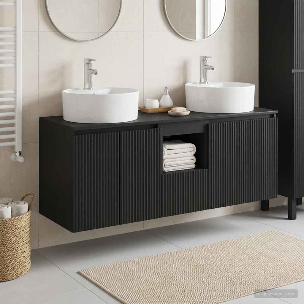 Set ormarića za kupaonicu 3 kom. Crna 49,5 x 44,5 x 65 cm