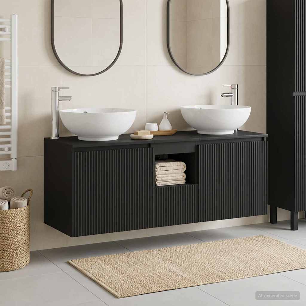 Set ormarića za kupaonicu 3 kom. Crna 49,5 x 44,5 x 65 cm