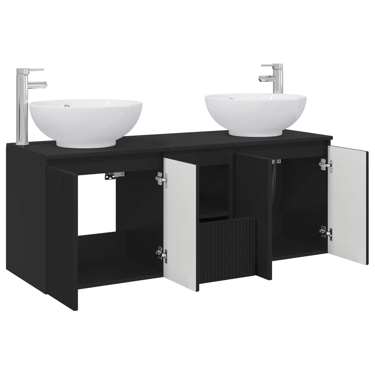 Set ormarića za kupaonicu 3 kom. Crna 49,5 x 44,5 x 65 cm
