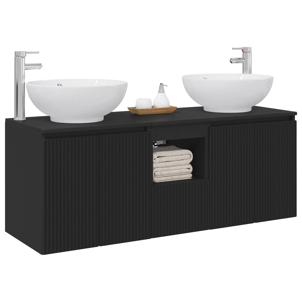 Set ormarića za kupaonicu 3 kom. Crna 49,5 x 44,5 x 65 cm