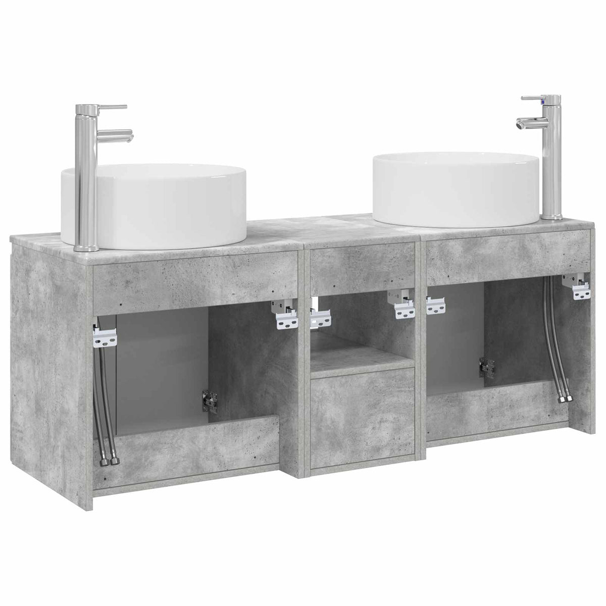 Set ormarića za kupaonicu 3 kom. Betonska siva 49,5 x 44,5 x 65,5 cm
