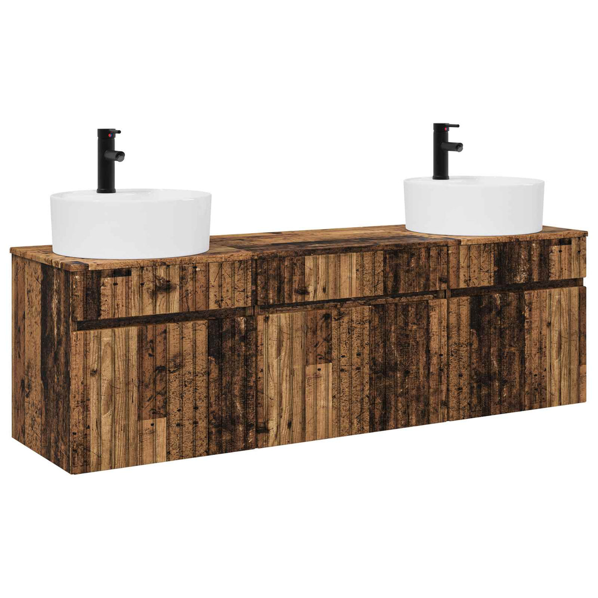 Set ormarića za kupaonicu 3 kom. Staro drvo 49 x 44,5 x 65 cm