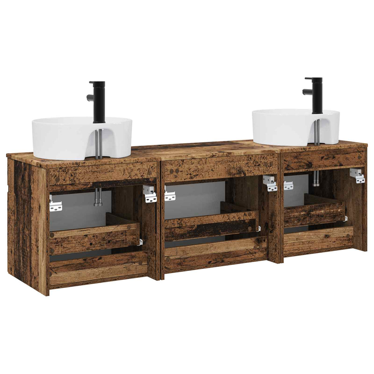 Set ormarića za kupaonicu 3 kom. Staro drvo 49 x 44,5 x 65 cm