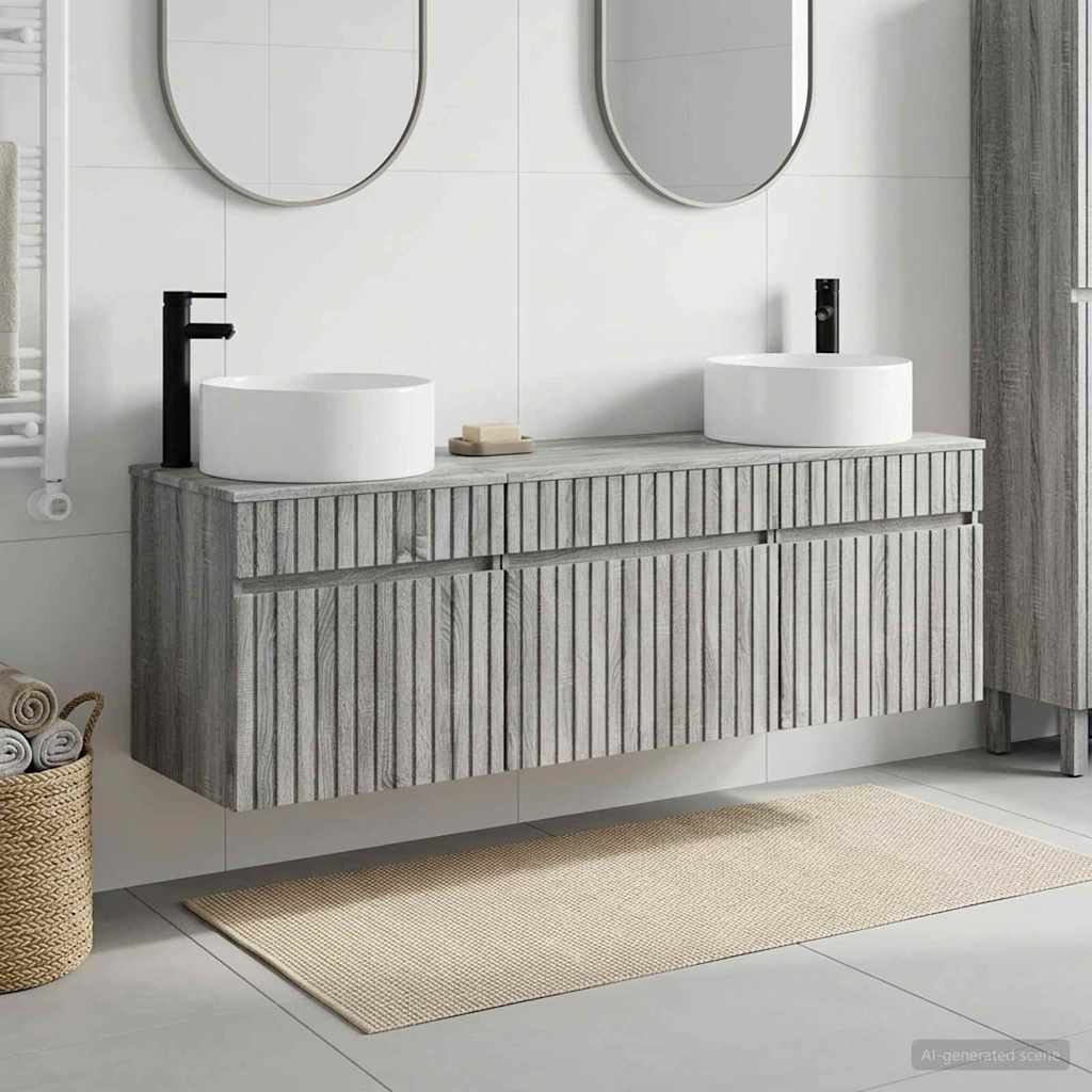 Set ormarića za kupaonicu 3 kom. Siva Sonoma 49 x 44,5 x 65,5 cm