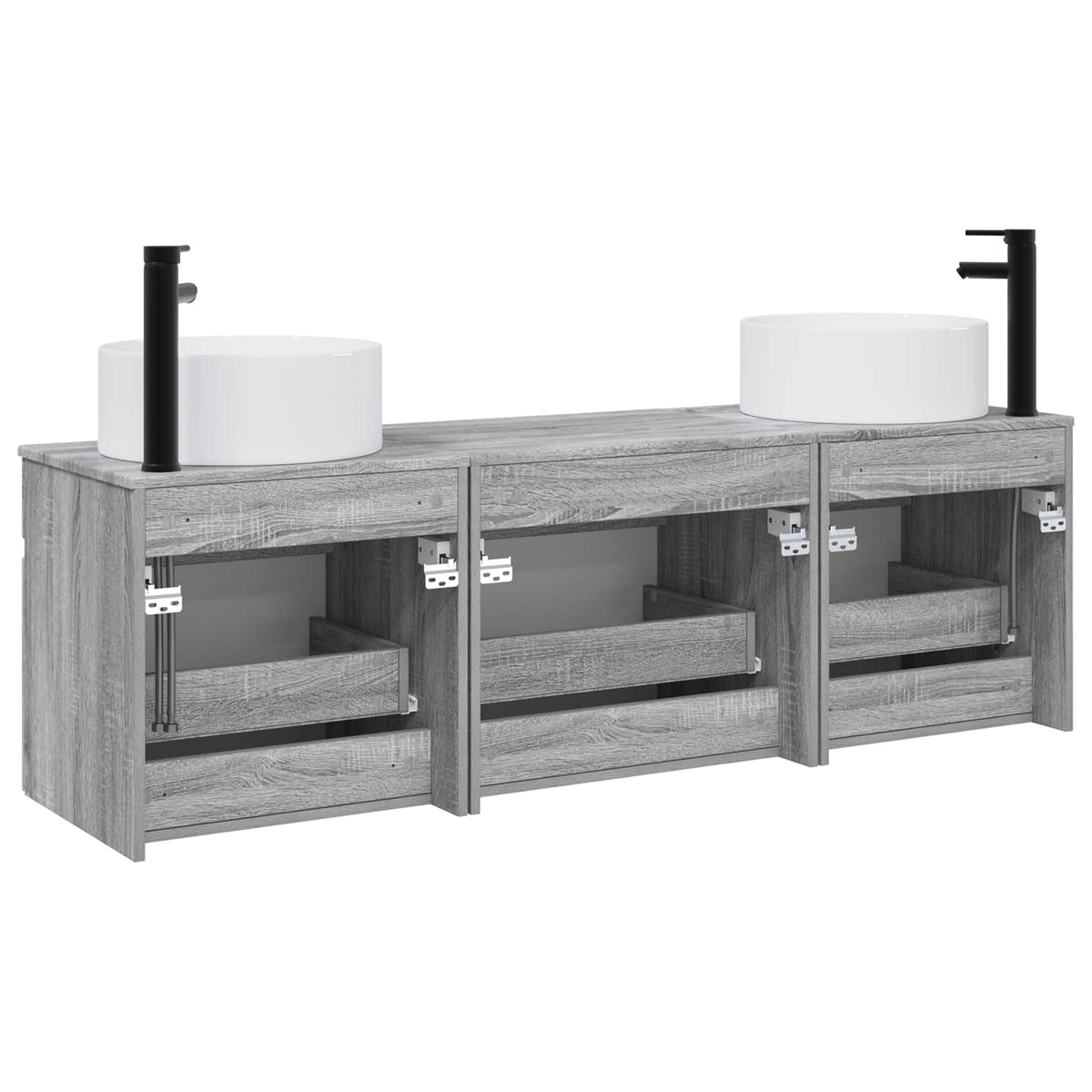 Set ormarića za kupaonicu 3 kom. Siva Sonoma 49 x 44,5 x 65,5 cm