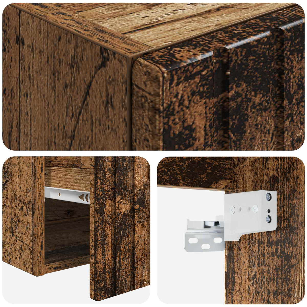 Set ormarića za kupaonicu 3 kom. Staro drvo 49 x 44,5 x 65,5 cm
