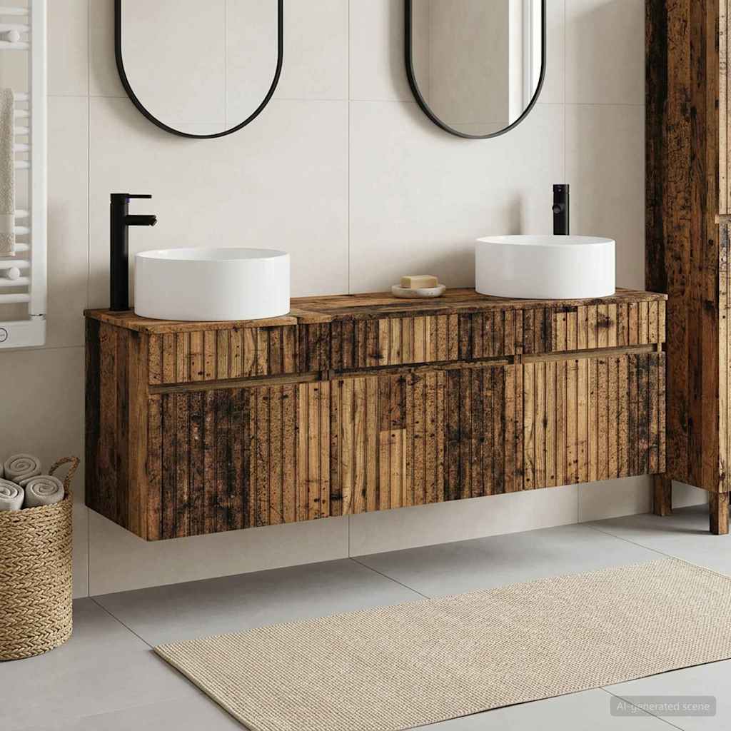 Set ormarića za kupaonicu 3 kom. Staro drvo 49 x 44,5 x 65,5 cm