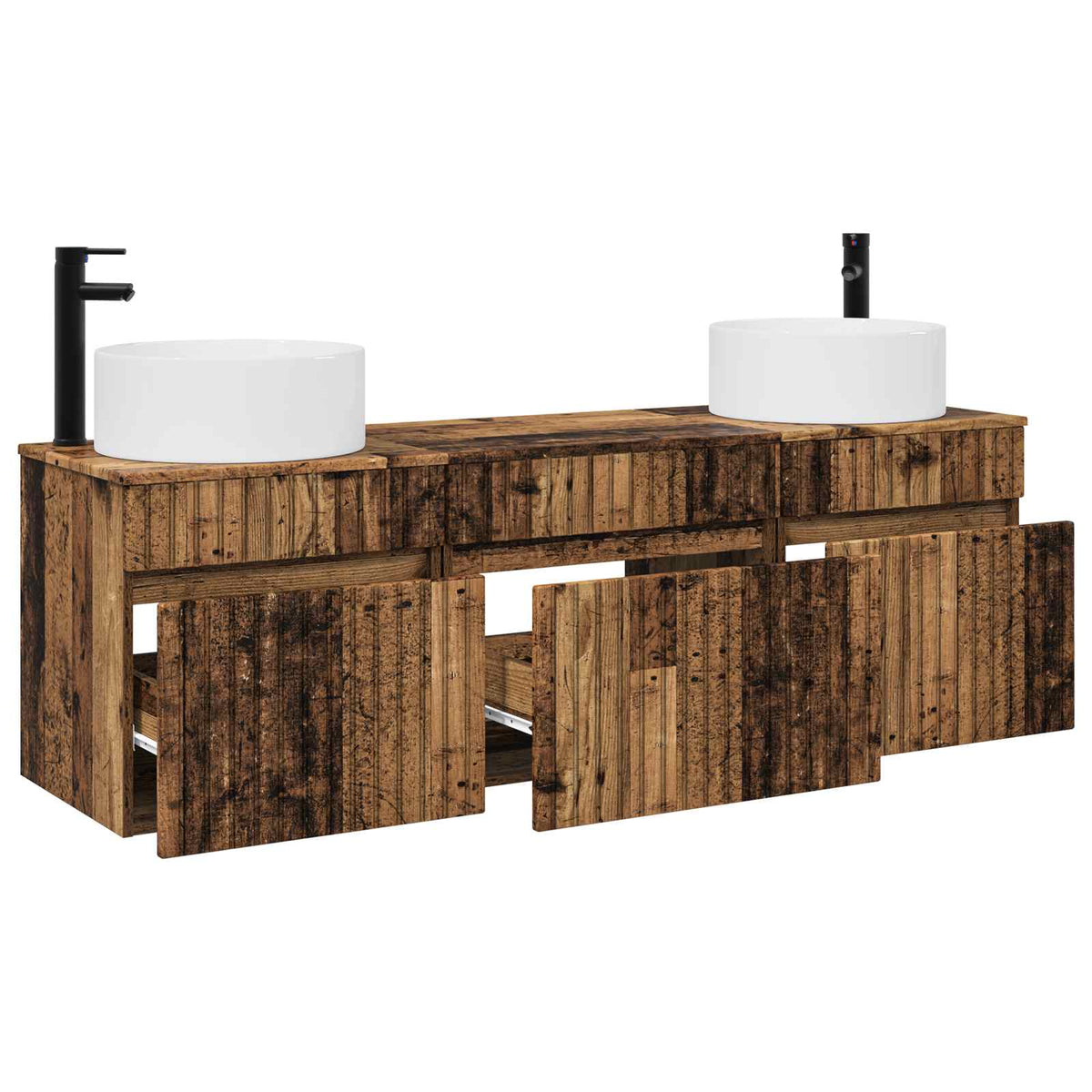 Set ormarića za kupaonicu 3 kom. Staro drvo 49 x 44,5 x 65,5 cm