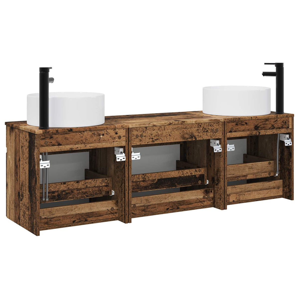 Set ormarića za kupaonicu 3 kom. Staro drvo 49 x 44,5 x 65,5 cm