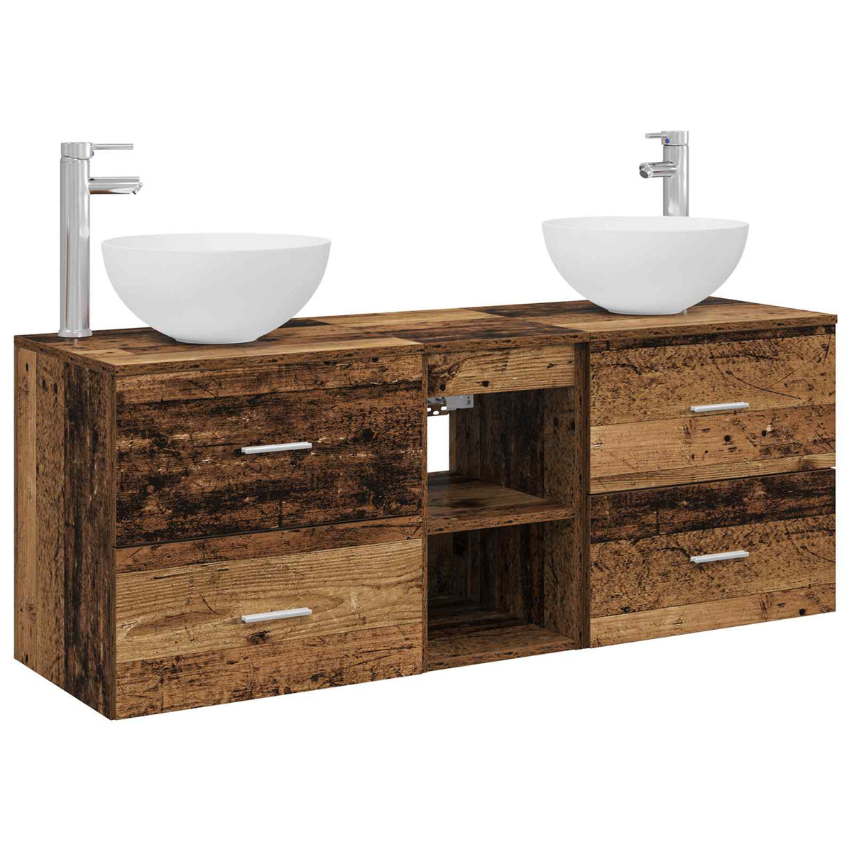 Set ormarića za kupaonicu 3 kom. Staro drvo 49,5 x 35 x 63 cm