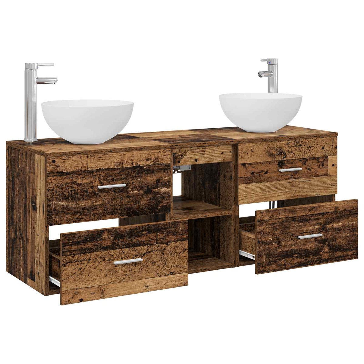 Set ormarića za kupaonicu 3 kom. Staro drvo 49,5 x 35 x 63 cm
