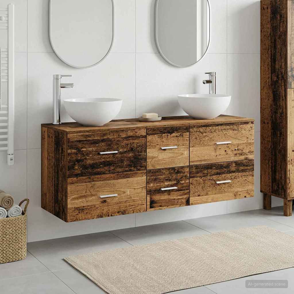 Set ormarića za kupaonicu 3 kom. Staro drvo 49,5 x 35 x 63 cm