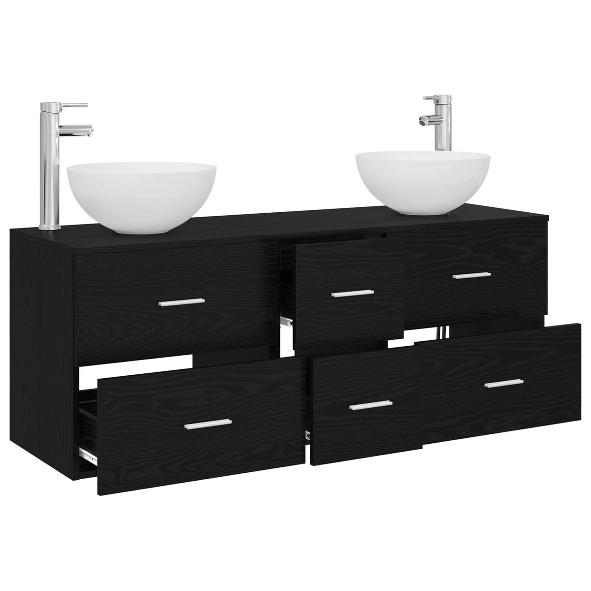 Set ormarića za kupaonicu 3 kom. Crni hrast 49,5 x 41 x 64,5 cm