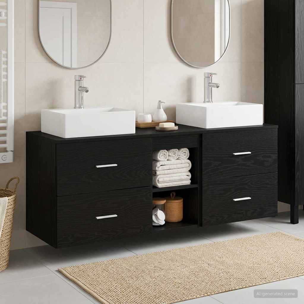 Set ormarića za kupaonicu 3 kom. Crna 49,5 x 41 x 62,5 cm
