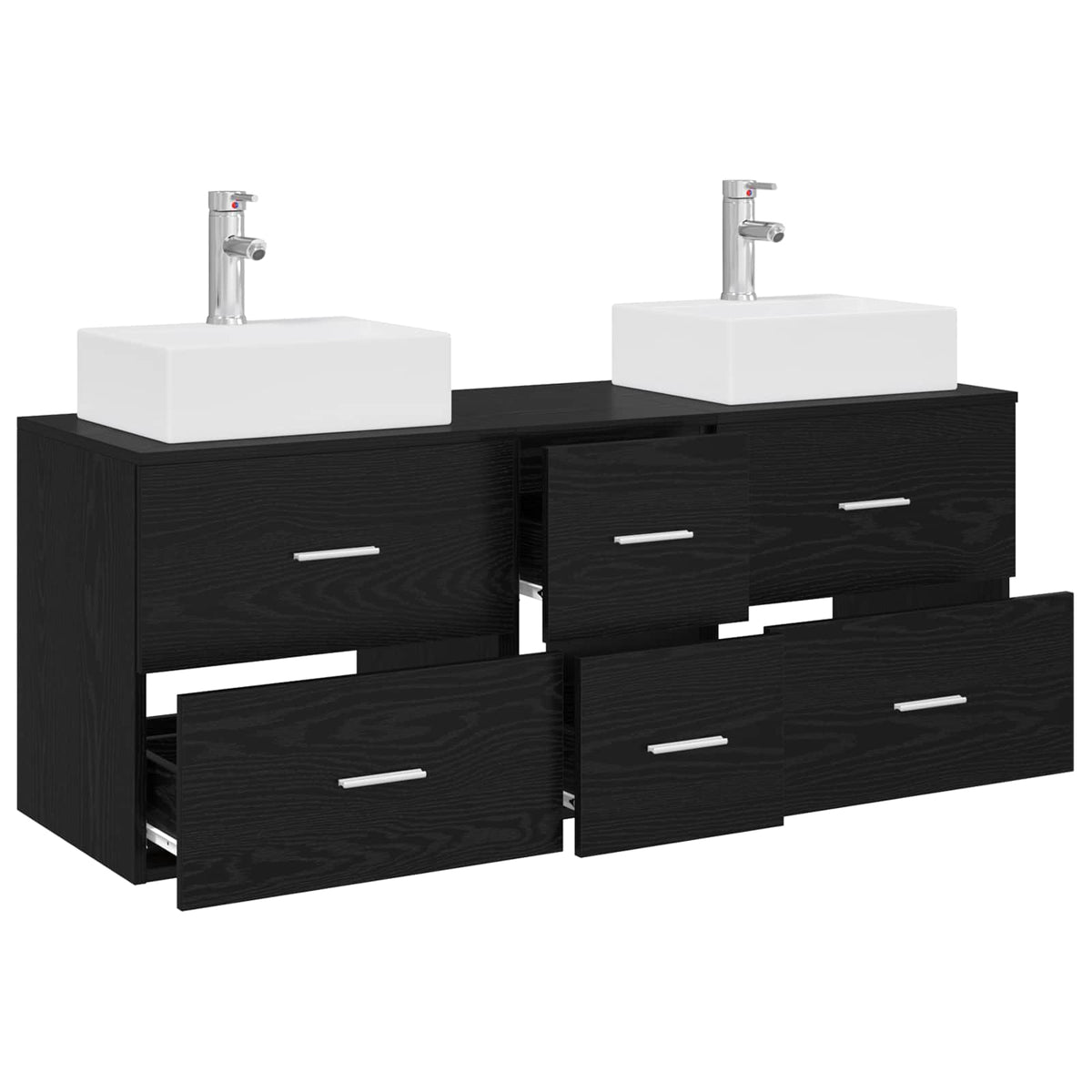 Set ormarića za kupaonicu 3 kom. Crna 49,5 x 41 x 62,5 cm