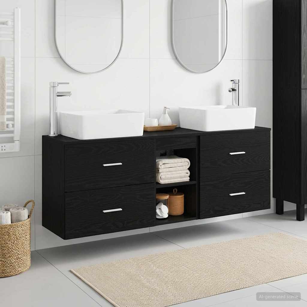 Set ormarića za kupaonicu 3 kom. Crna 53 x 34,5 x 63 cm