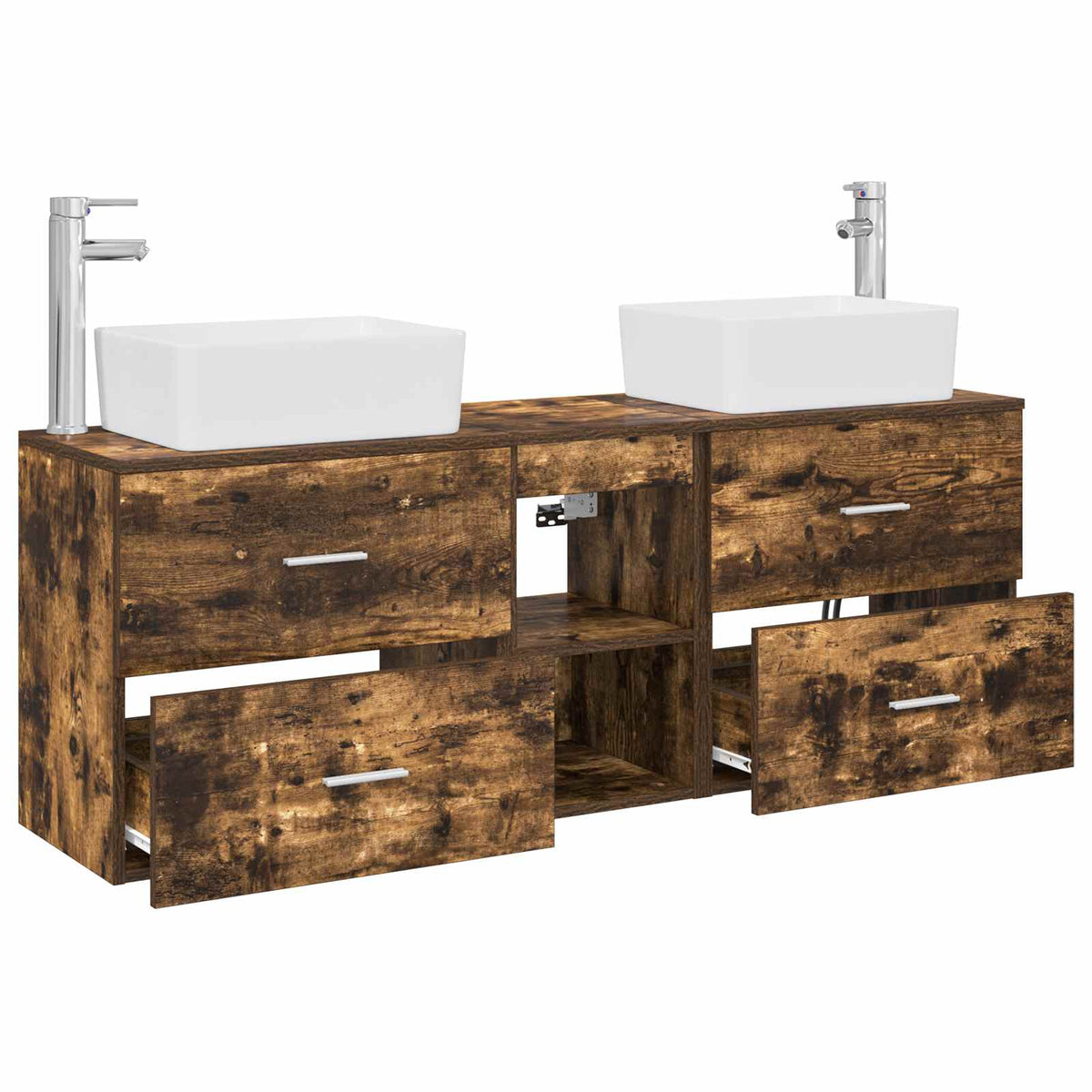 Set ormarića za kupaonicu 3 kom. Dimljeni hrast Smeđa 53 x 34,5 x 63 cm