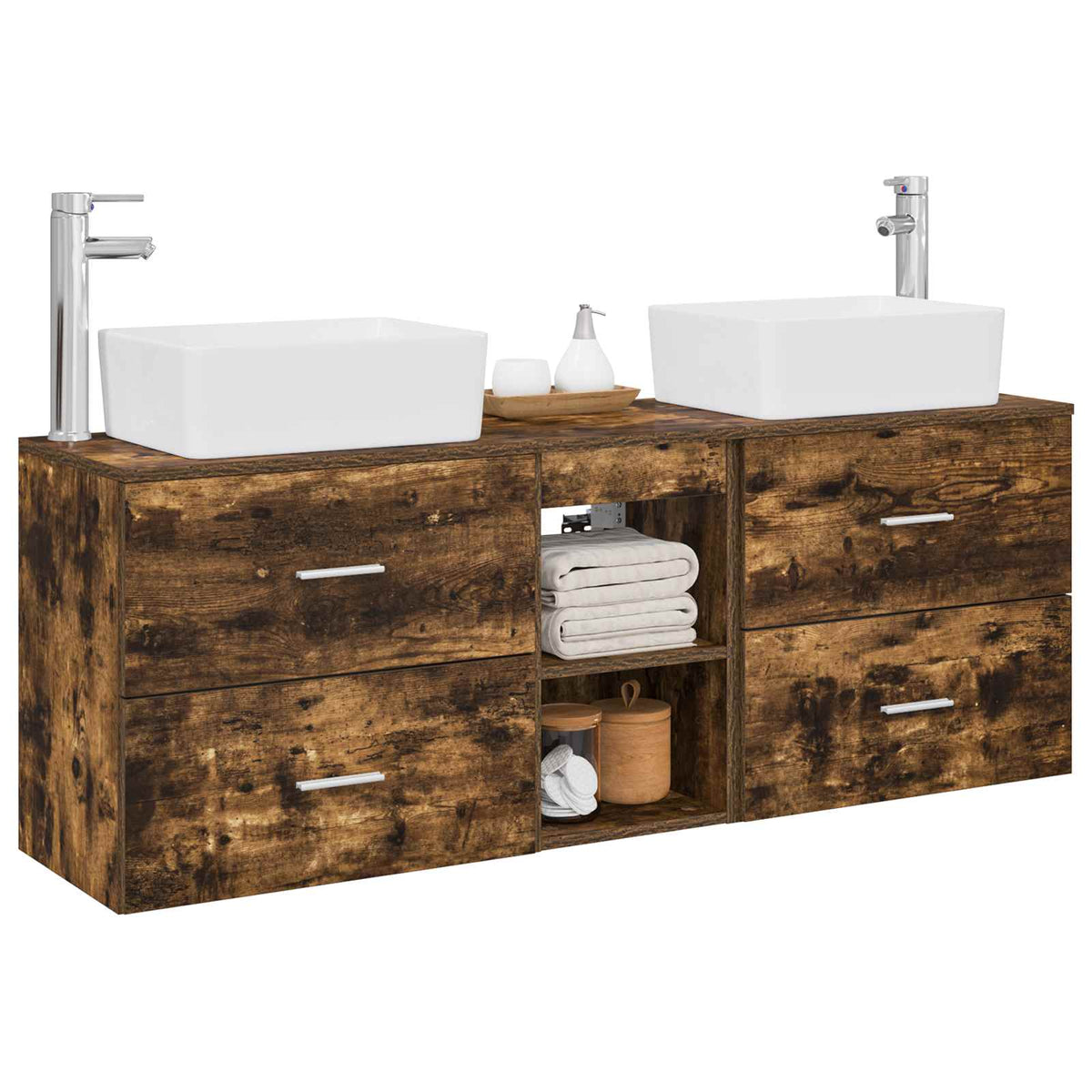 Set ormarića za kupaonicu 3 kom. Dimljeni hrast Smeđa 53 x 34,5 x 63 cm