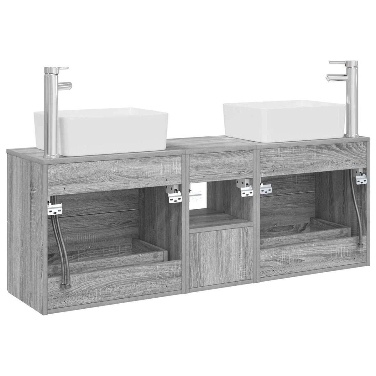 Set ormarića za kupaonicu 3 kom. Siva Sonoma 53 x 34,5 x 63 cm