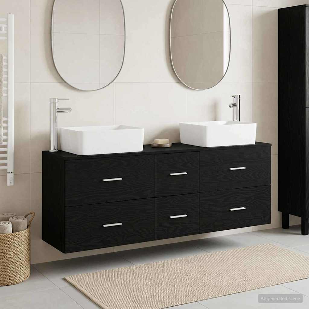 Set ormarića za kupaonicu 3 kom. Crna 53 x 34,5 x 63 cm