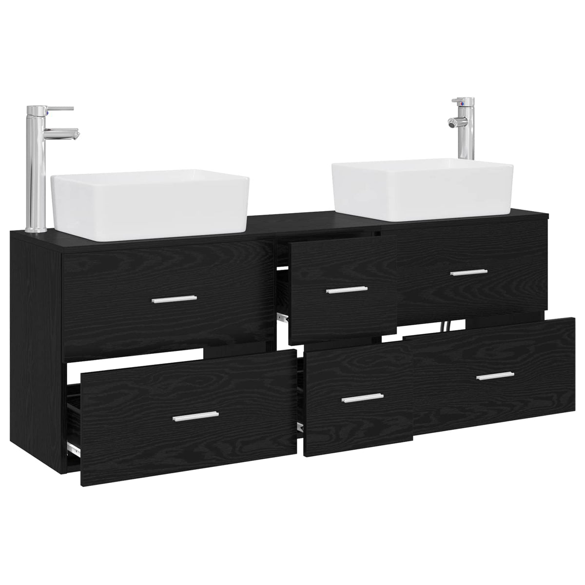 Set ormarića za kupaonicu 3 kom. Crna 53 x 34,5 x 63 cm