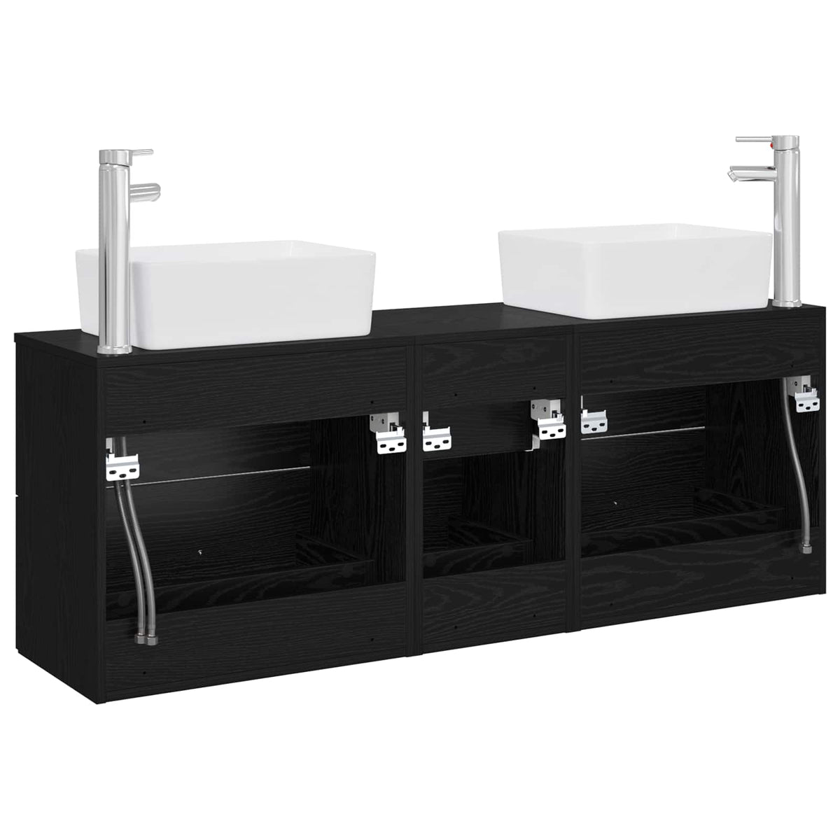Set ormarića za kupaonicu 3 kom. Crna 53 x 34,5 x 63 cm