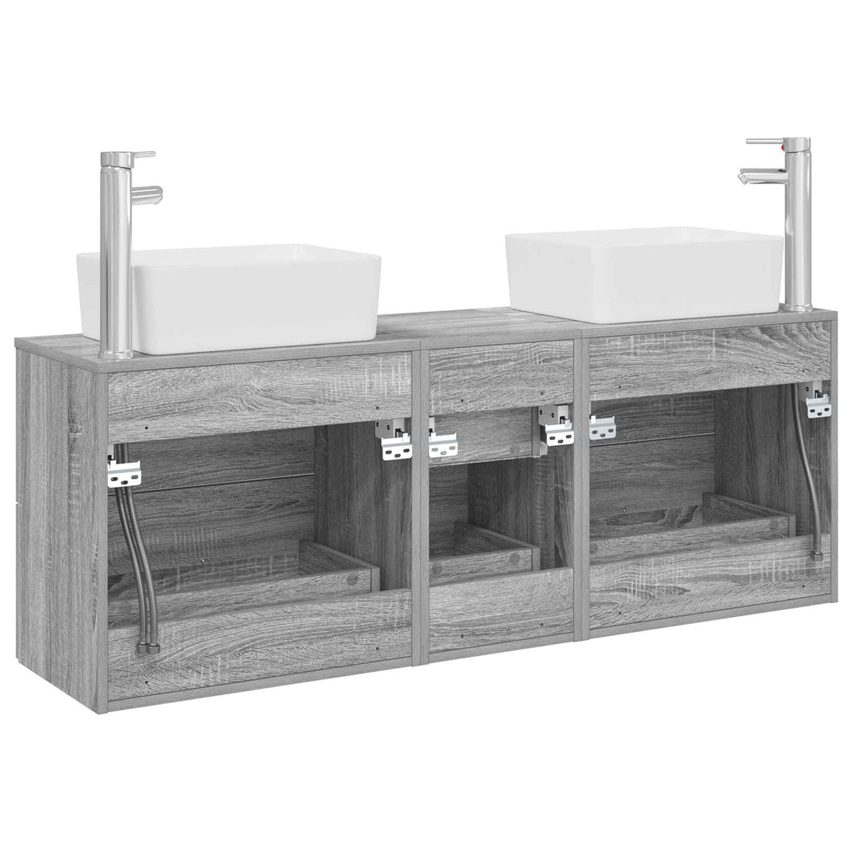 Set ormarića za kupaonicu 3 kom. Siva Sonoma 53 x 34,5 x 63 cm