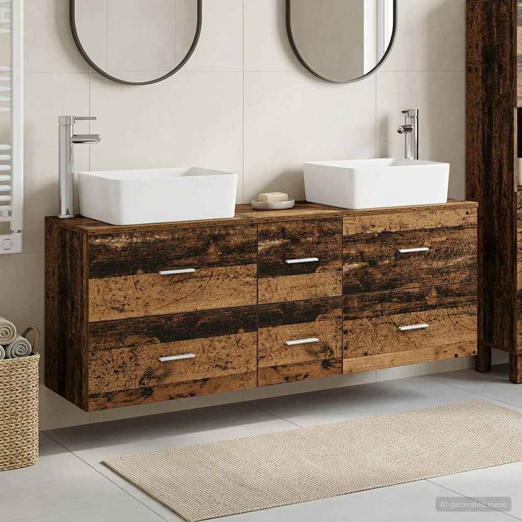 Set ormarića za kupaonicu 3 kom. Staro drvo 53 x 34,5 x 63 cm