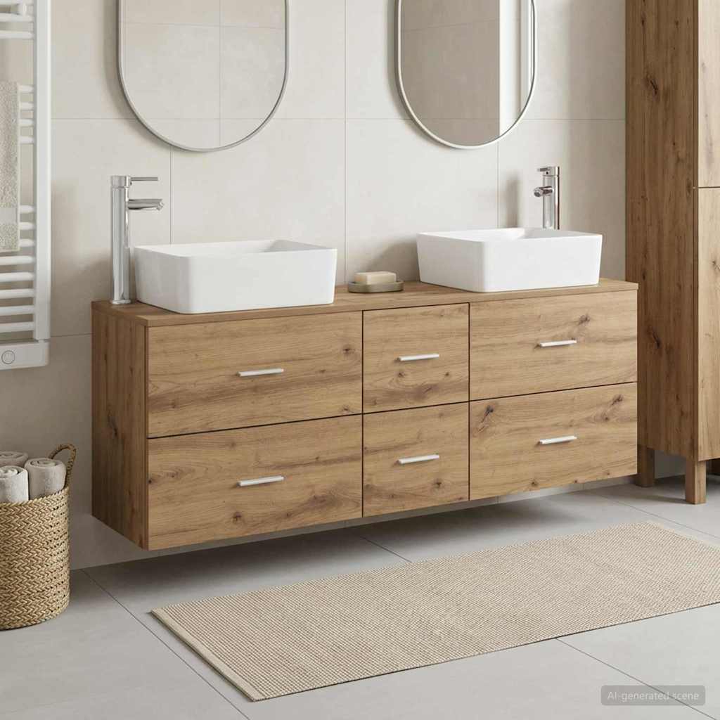Set ormarića za kupaonicu 3 kom. Hrast artisan Smeđa 53 x 34,5 x 63 cm