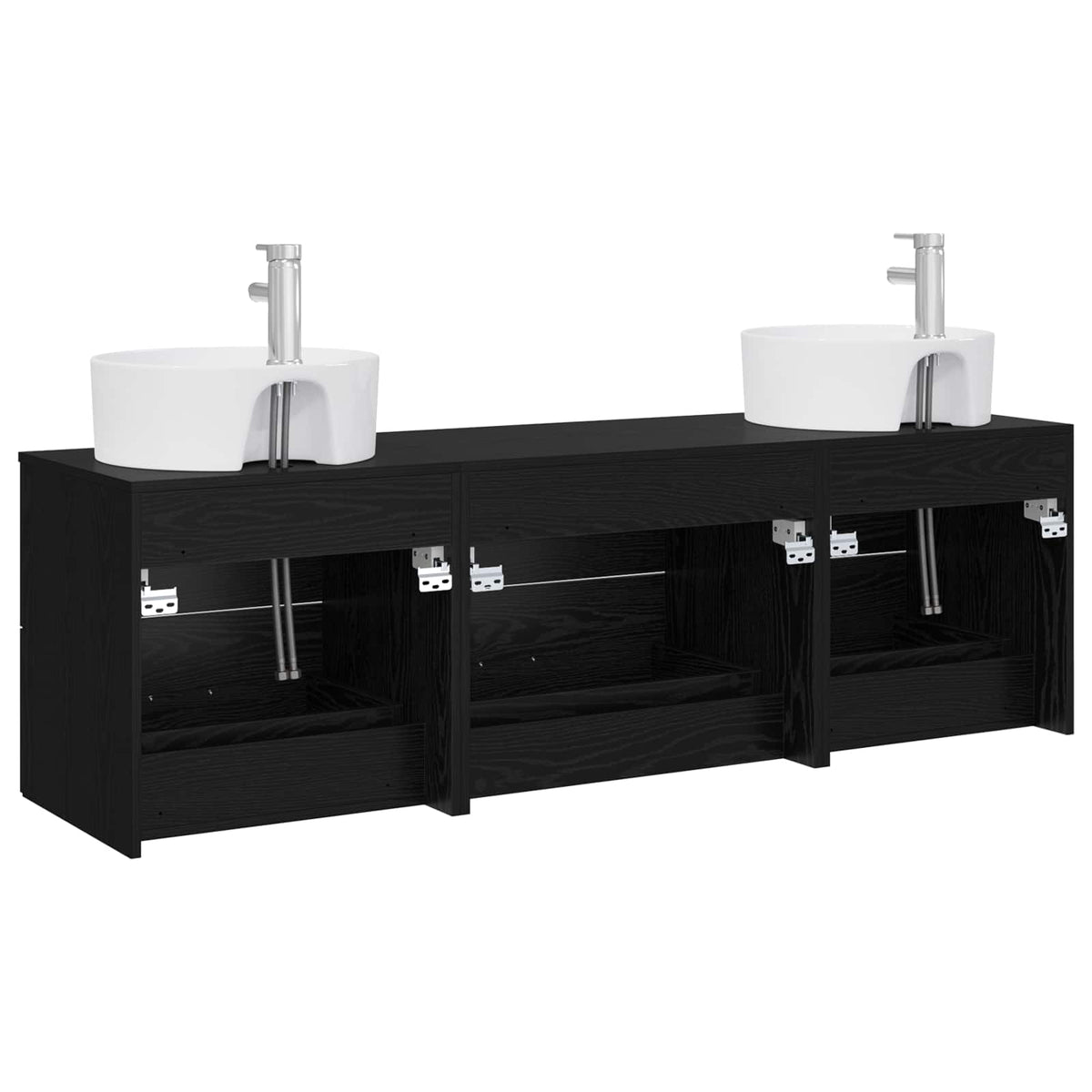 Set ormarića za kupaonicu 3 kom. Crna 62,5 x 44,5 x 50 cm