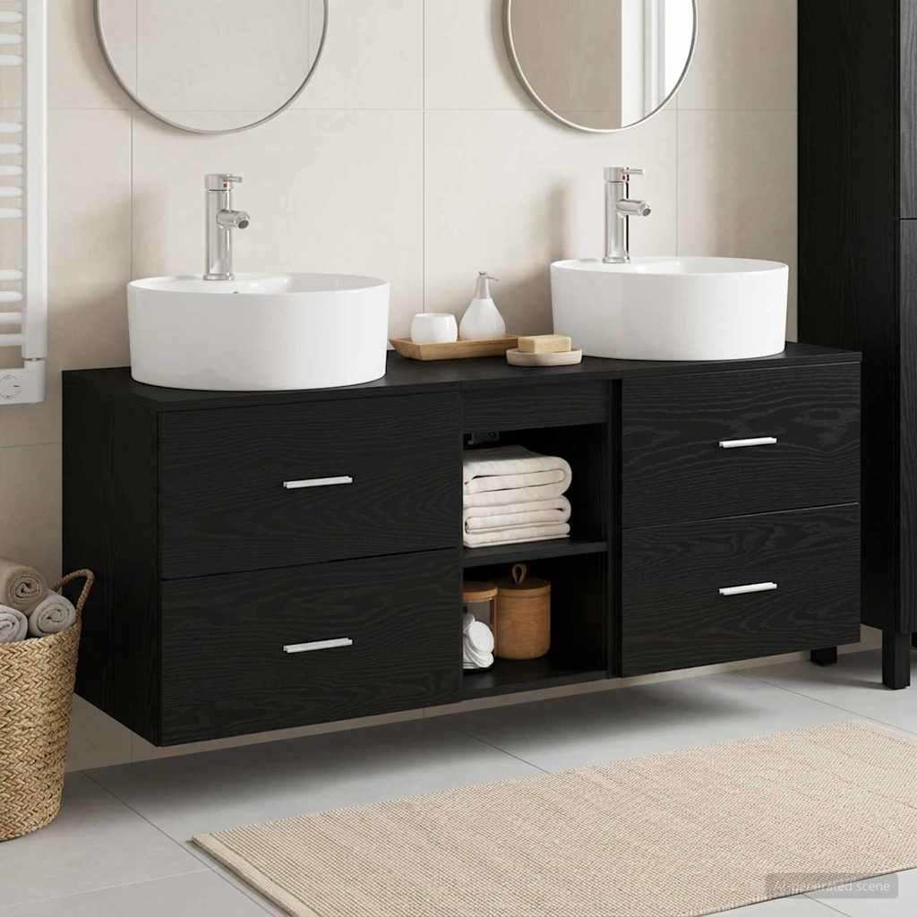 Set ormarića za kupaonicu 3 kom. Crna 49,5 x 44,5 x 65 cm