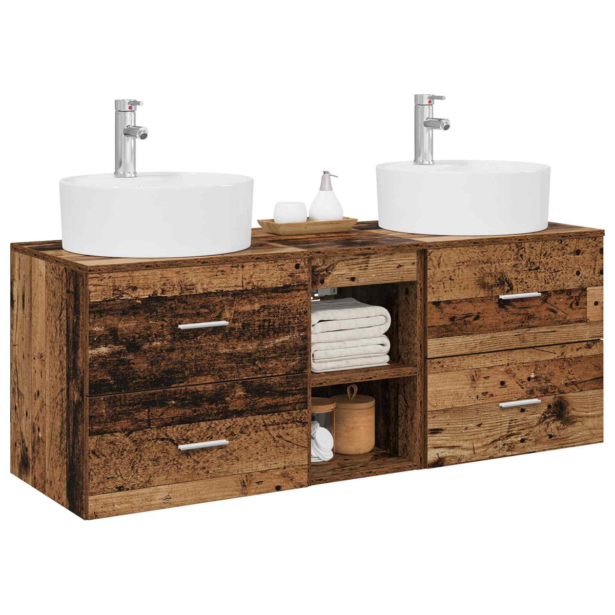 Set ormarića za kupaonicu 3 kom. Staro drvo 49,5 x 44,5 x 65 cm