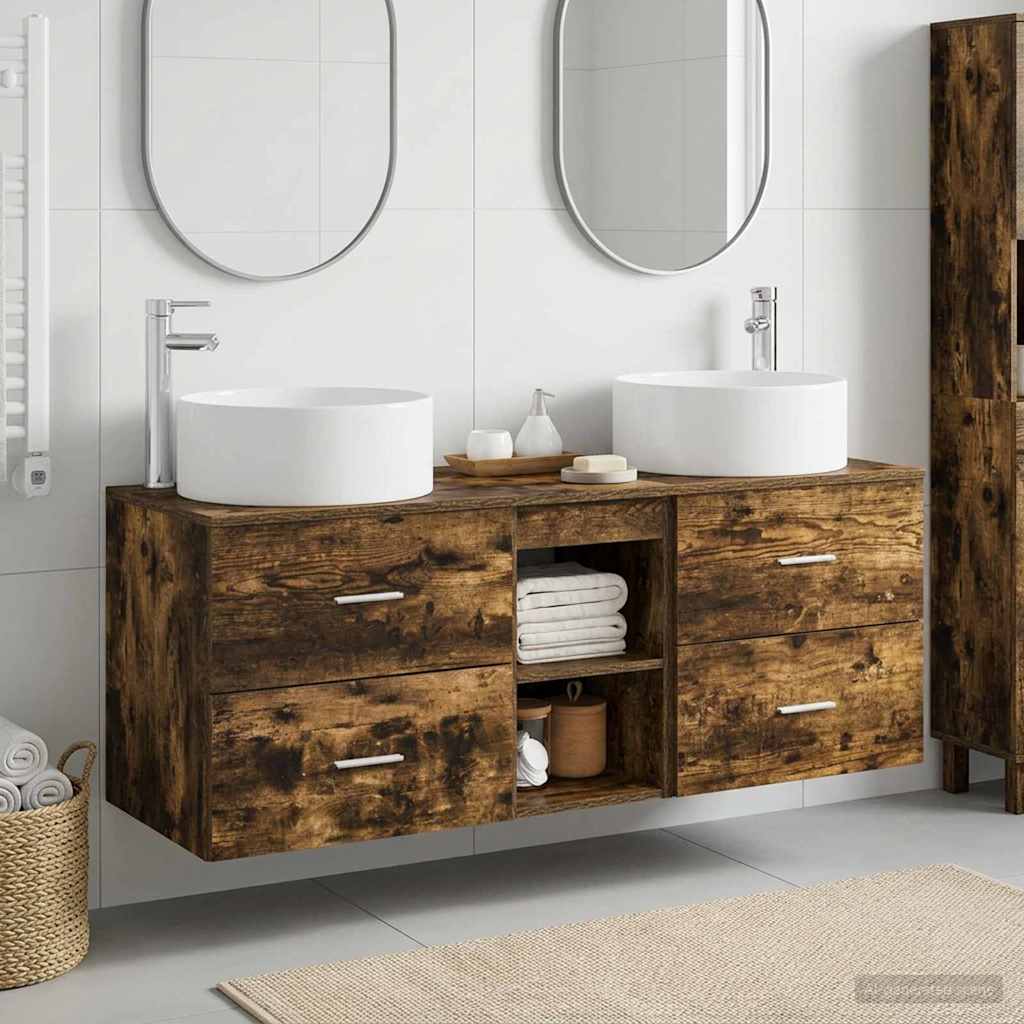 Set namještaja za kupaonicu 3 kom. Dimljeni hrast Smeđa 49.5 x 44.5 x 65.5 cm