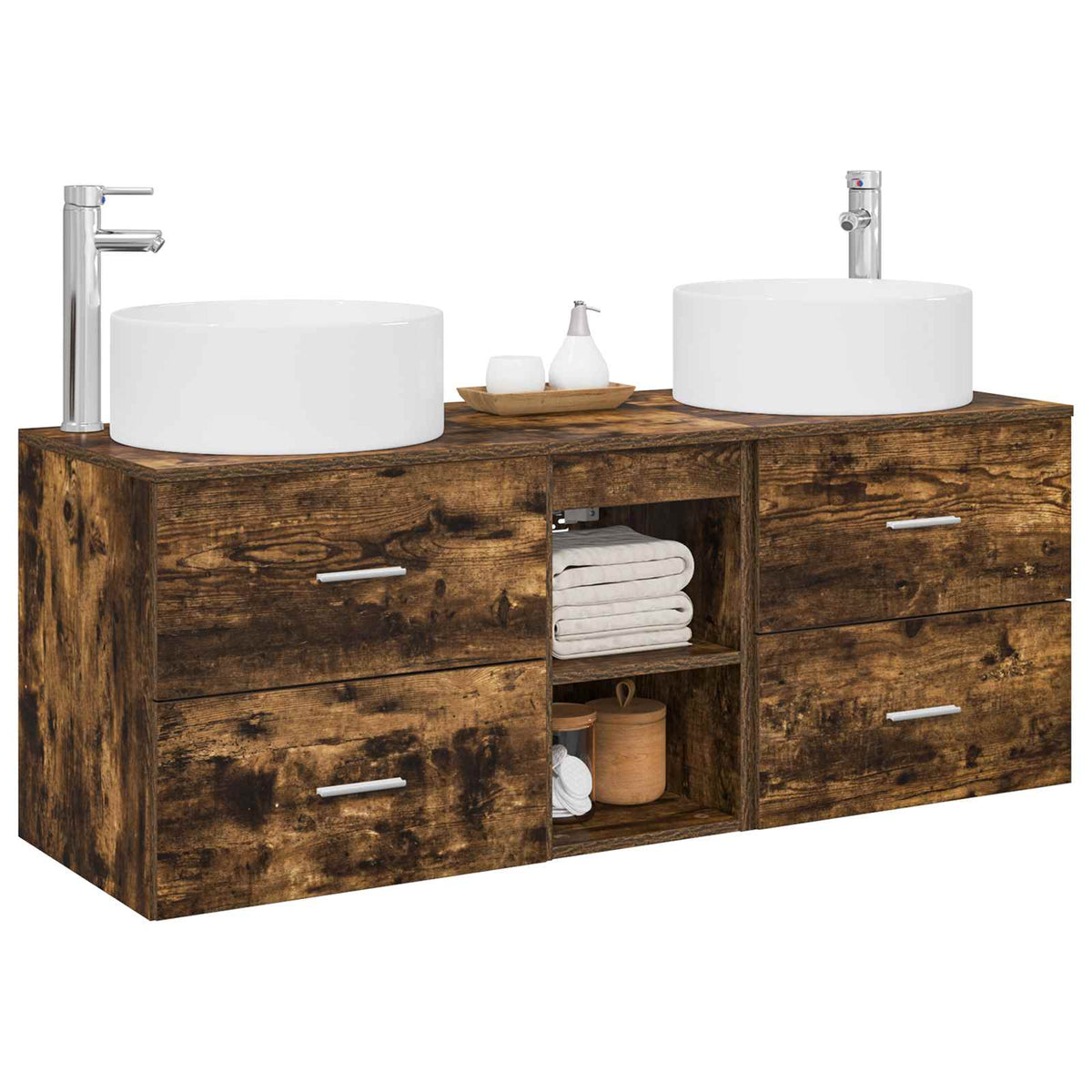 Set namještaja za kupaonicu 3 kom. Dimljeni hrast Smeđa 49.5 x 44.5 x 65.5 cm
