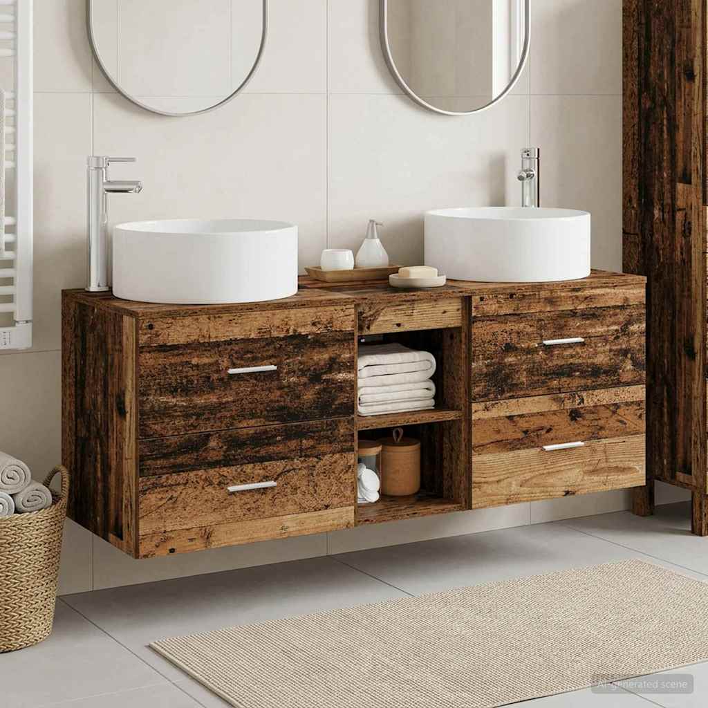 Set namještaja za kupaonicu 3 kom. Staro drvo Smeđa 49.5 x 44.5 x 65.5 cm