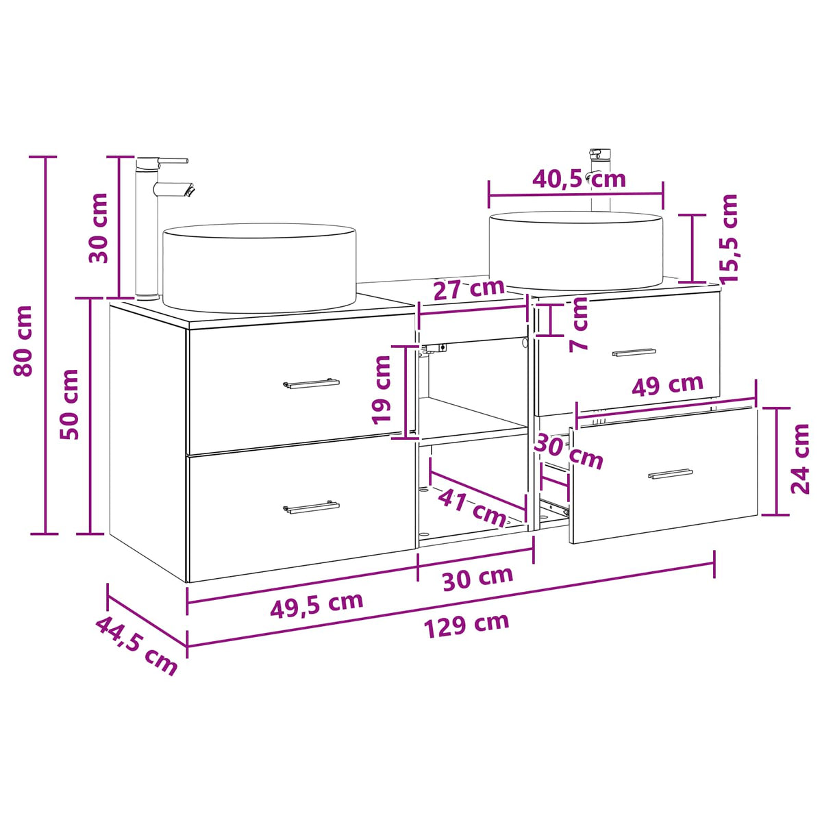 Set namještaja za kupaonicu 3 kom. Staro drvo Smeđa 49.5 x 44.5 x 65.5 cm