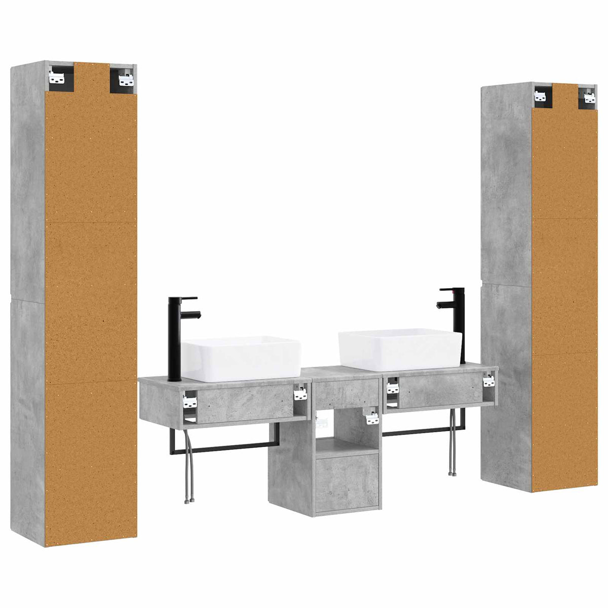 Set namještaja za kupaonicu 5 kom. Betonska siva 33 x 34,5 x 160 cm