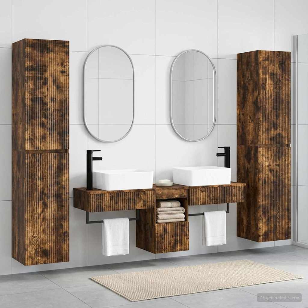 Set namještaja za kupaonicu 5 kom. Dimljeni hrast Smeđa 33 x 34.5 x 160 cm