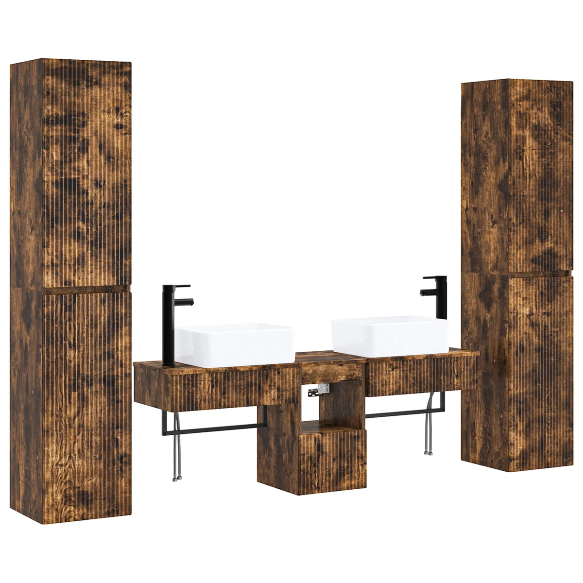 Set namještaja za kupaonicu 5 kom. Dimljeni hrast Smeđa 33 x 34.5 x 160 cm
