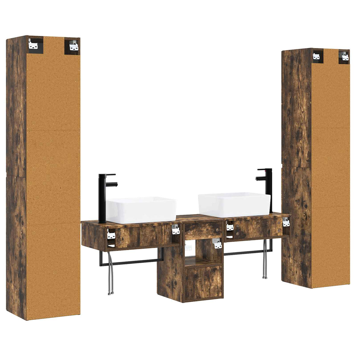 Set namještaja za kupaonicu 5 kom. Dimljeni hrast Smeđa 33 x 34.5 x 160 cm
