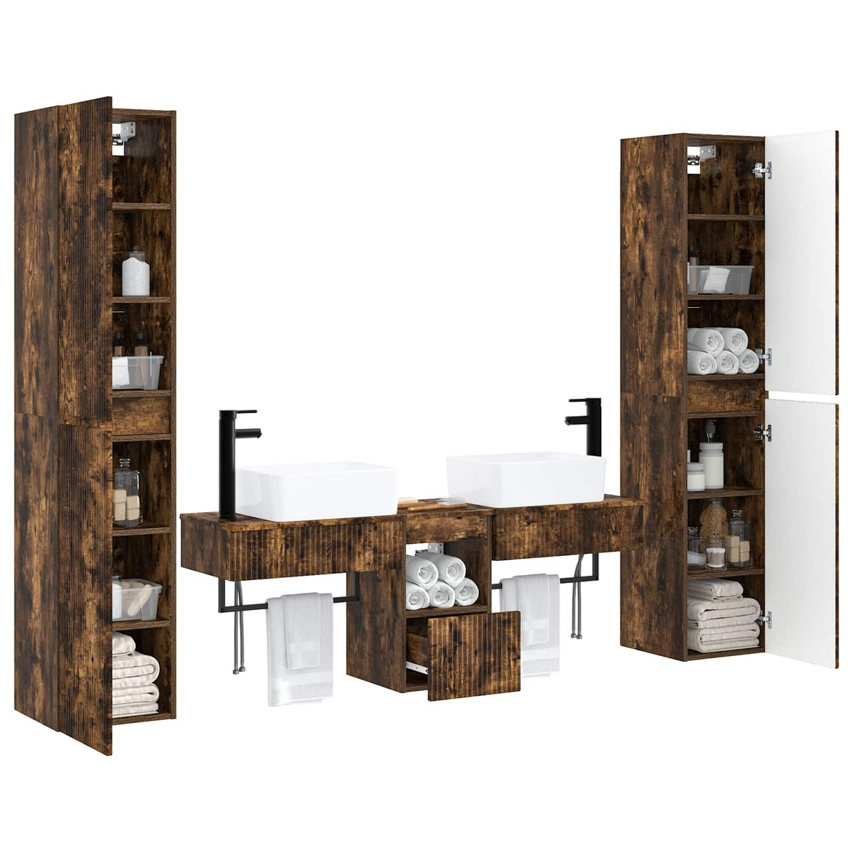 Set namještaja za kupaonicu 5 kom. Dimljeni hrast Smeđa 33 x 34.5 x 160 cm
