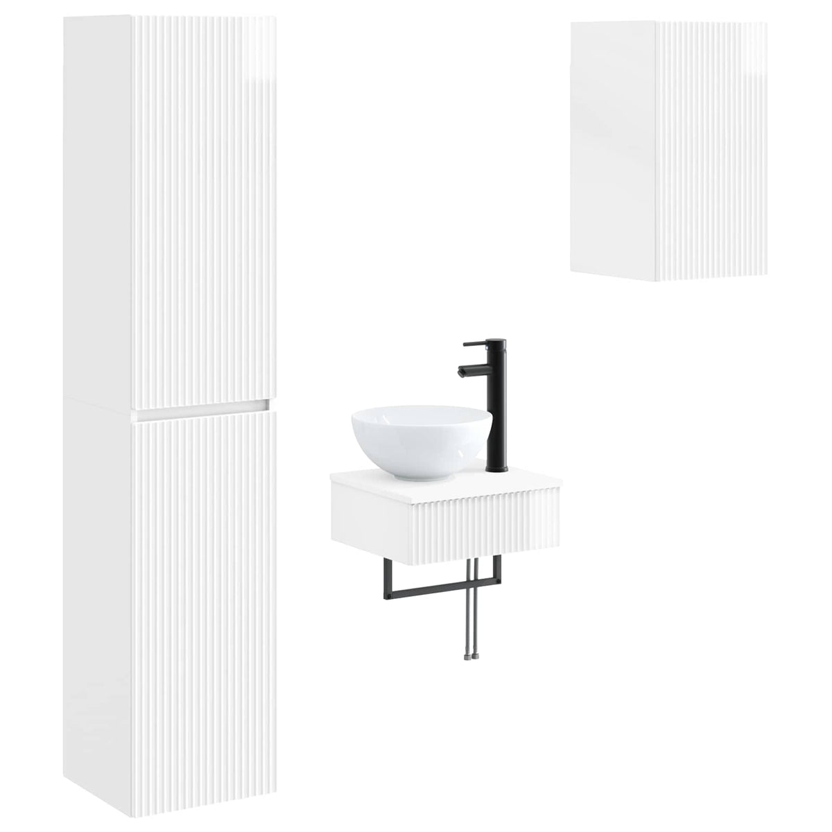 Set namještaja za kupaonicu 3 kom. Bijela visokog sjaja 33 x 34,5 x 160 cm