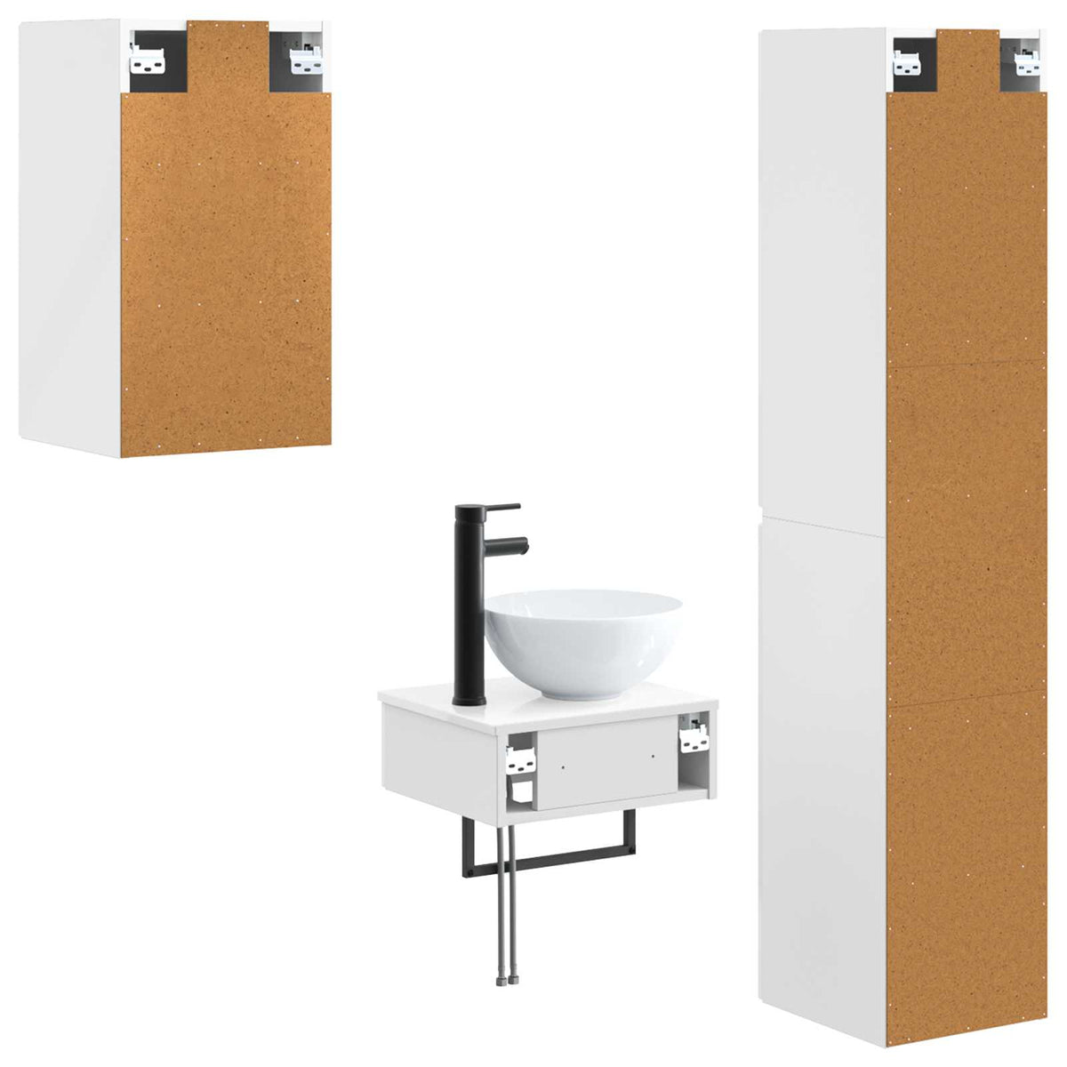 Set namještaja za kupaonicu 3 kom. Bijela visokog sjaja 33 x 34,5 x 160 cm