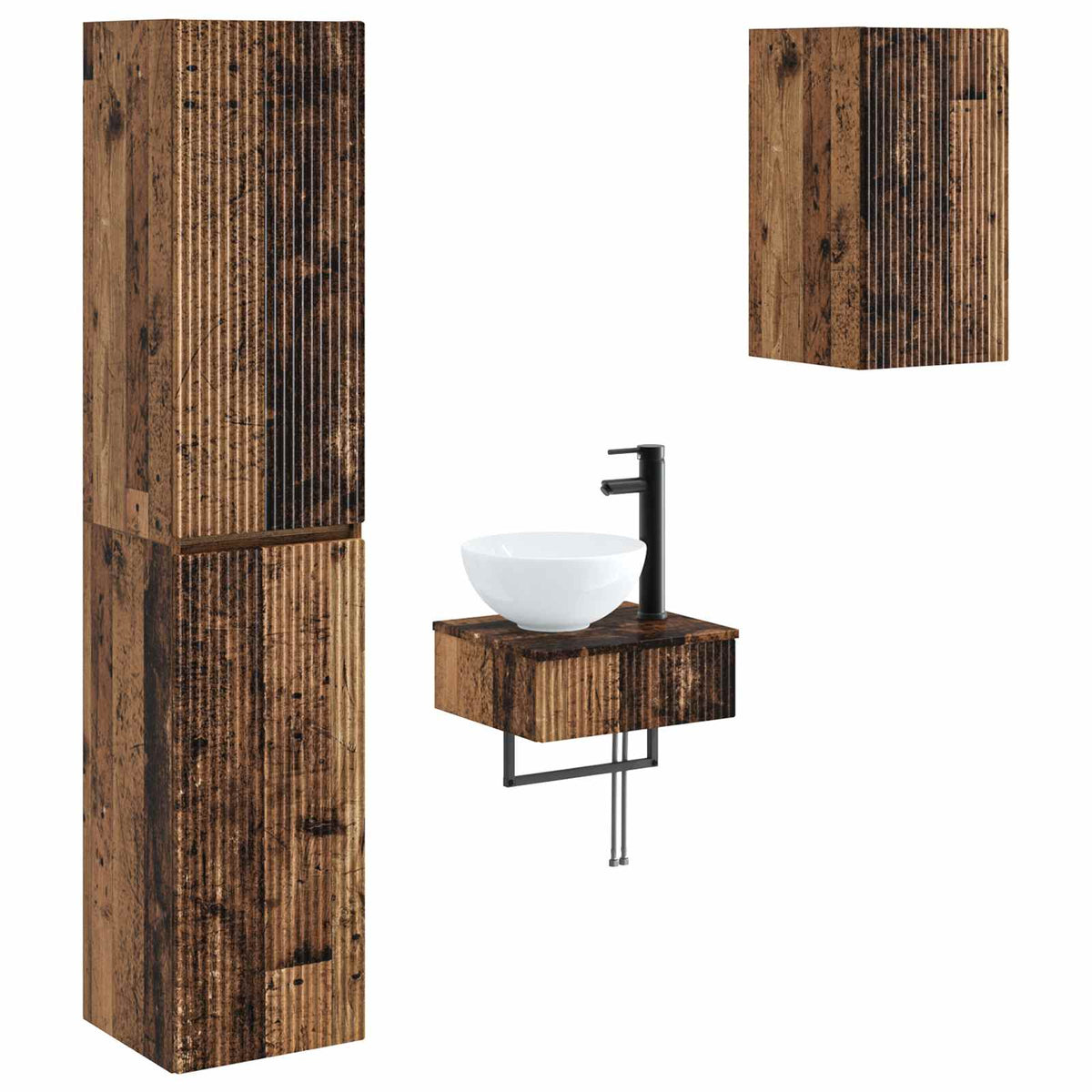 Set namještaja za kupaonicu 3 kom. Staro drvo Smeđa 33 x 34.5 x 160 cm
